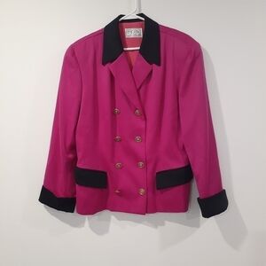 Retro 80's Wool Barbiecore Magenta Businesscore Blazer